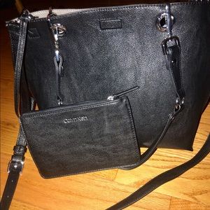 Black Calvin  Klein tote- used once !!